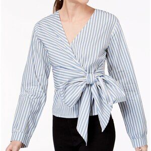 Say What Juniors Striped Faux Wrap Top Blue Size XL NEW WITH TAG!